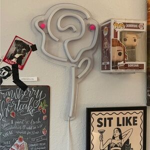 Clear Neon Rose Wall Light - White Pink Accent